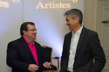 Declan Curry and Tony Anderson share a pre event joke 