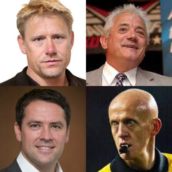 Clockwise from Top Left: Michael Schmeichel, Kevin Keegan, Michael Owen, Pierluigi Collina